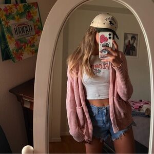 Universal Thread Women's Pink Open-Front Cardigan